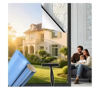 Film pour Fenêtre Miroir sans Tain - Protection Solaire & Anti-UV - Film Adhésif pour Intimité à la Maison, Anti-Chaleur, Anti-Reflet, Matière Pet (Nano Royal Blue,115 * 200cm)