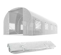 Film pour tunnel de jardin - JANSHOP - 3x4,5m - 13,5m2 - Blanc - PE UV4 Proof - 8 fenêtres avec moustiquaire