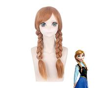 Film princesse Anna Brown Mix Blonde Double tressée cheveux synthétiques Cosplay perruque de fête pour Halloween
