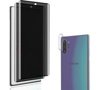 Film Protection Verre Trempé Anti-Espion 9h Pour Samsung Galaxy Note 10 Plus - Pack 4 En 1 Avec Anneau De Nuit, Compatible Coque Et Angle De Vue 90° - Transparent
