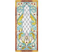 Film RéTro pour Vitres Autocollant en Verre vitrail fenêtre dépolie Papier électrostatique Art Peinture rétro église DéCorer(Color 14,40x80cm)