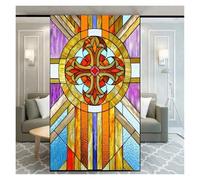 Film RéTro pour Vitres Autocollant Statique de confidentialité d'église Vintage adhésif en Verre Anti-UV résistant à la Chaleur Autocollant Porte Maison DéCorer(Color 3,50x90cm)