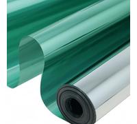 Film Solaire Anti Chaleur 45 x 750 cm Film Adhesif Effet Miroir D'Intimité Filtre Fenetre Anti Regard Chaleur UV Opaque pour Vitre pour Fenêtre Maison Bureau, Vert