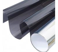 Film Solaire Anti Chaleur 70 x 580 cm Film Adhesif Effet Miroir D'Intimité Filtre Fenetre Anti Regard Chaleur UV Opaque pour Vitre pour Fenêtre Maison Bureau, Gris Clair