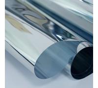 Film Solaire Anti Chaleur 75 x 100 cm Film Adhesif Effet Miroir D'Intimité Filtre Fenetre Anti Regard Chaleur UV Opaque pour Vitre pour Fenêtre Maison Bureau, Argent