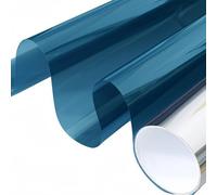 Film Solaire Anti Chaleur 75 x 320 cm Film Adhesif Effet Miroir D'Intimité Filtre Fenetre Anti Regard Chaleur UV Opaque pour Vitre pour Fenêtre Maison Bureau, Bleu Foncé