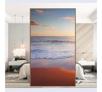 Film statique décoratif givré pour fenêtre - Contrôle de la chaleur - Bloque les UV - Motif paysage de mer - 60 x 200 cm