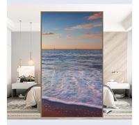 Film statique décoratif givré pour fenêtre - Contrôle de la chaleur - Bloque les UV - Motif paysage de mer - 60 x 200 cm