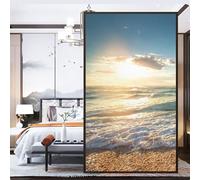 Film statique décoratif givré pour fenêtre - Motif plage de mer - Contrôle de la chaleur - Bloque les UV - 80 x 120 cm