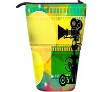 Film télescopique crayon papeterie étui stylos boîte de rangement avec fermeture éclair pour femmes hommes garçons filles cinéma film caméra géométrique cercle triangle diamant collage studio bande
