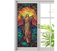 Film Vitrail Eglise - Film Occultant Fenêtre - Film Fenetre Anti Regard - Auto-Adhésif Autocollants De Fenêtre Teinte Claire | Jésus Chiffres Religieux Décoratifs Autocollant en Verre, 60x100cm