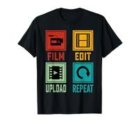 Filmmaking Vintage-Style Film Edit Upload Repeat Movie Maker T-Shirt