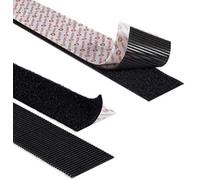 FILMODA Bande auto-adhésive à scratch super adhésive et fermeture en tissu de nylon 5 cm / 1 m Noir