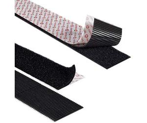 FILMODA Bande auto-adhésive à scratch super adhésive et fermeture en tissu de nylon 5 cm / 1 m Noir