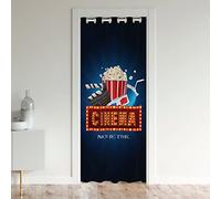 Films Theater Décoration Rideau de Porte 106x203cm Films Night Rideaux Interieur Salon Chambre pour Chambre Salon Rideaux Exterieur d'entrée Popcorn Rideau Occultant Rideaux