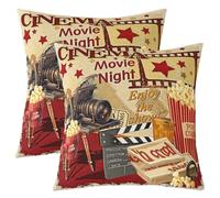 Films Théâtre Place Taie Oreiller Lot De 2 Brassée Showing Cinéma Affiches Réversible Taie d'oreiller 60x60cm Voitures Popcorn Snacks Housse de Coussin Maison Ancienne Mode Housse Coussin