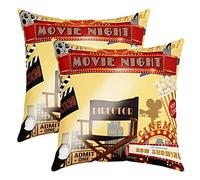 Films Théâtre Réversible Taie d'oreiller 50x50cm Cinéma Affiches Housse de Coussin Housse Coussin pour Enfants Films Billets Brassée Place Taie Oreiller Lot De 2 Showing Ancienne Mode Housse Coussin