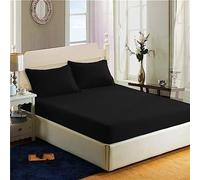 Filo Magico Drap-housse 100 % coton égyptien 200 fils - 40 cm de profondeur - Drap-housse de luxe ultra doux - Poche profonde extensible jusqu'à 40,6 cm (noir, super king size)