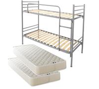 Filoben-com Lit Superposé Argente métal 80x200 Métal,Fer,Acier cm avec 2 Matelas adaptés aux Enfants et aux Adultes
