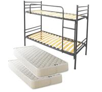 Filoben-com Lits superposé orthopédiques modulaires Métal,Fer,Acier 80x190 cm (Noir + 2 Matelas)
