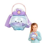 FILOEEX Kawaii Gourde avec Paille,Bouteille d'eau Portable avec Paille et Boucle de Transport,Bouteille d'eau portable 1000ML,Bandoulière réglable Gourde,Pour l'extérieur,les voyages (violette)
