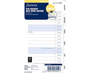 FILOFAX 24-68456 Agenda personnel 2024 1 mois / 2 pages Blanc allemand