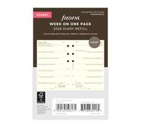 Filofax Agenda semainier de poche 2026 en 4 langues 26-68239 Crème