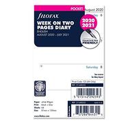 Filofax Agenda semainier de poche sur deux pages anglais de la mi-année 20 août - 21 juillet