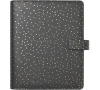 Filofax Organiseur de confettis, format A5, gris anthracite, aspect cuir, accents en feuille d'or, six anneaux, intercalaire hebdomadaire, multilingue (C028743)