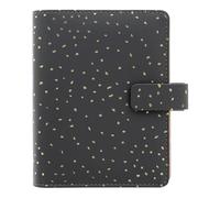 Filofax Organiseur de confettis, format de poche, gris anthracite - aspect cuir, accents en feuille d'or, six anneaux, intercalaire hebdomadaire, multilingue (C028724)