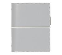 Filofax Organiseur Domino, format de poche, gris - aspect cuir, coutures contrastées, six anneaux, intercalaire hebdomadaire, multilingue (C022611)