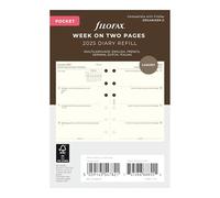 Filofax Recharge d'agenda 2025 format de poche, semainier, papier crème coton, non ligné, multilingue : cinq langues, 2025 (C68213-25)