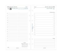 Filofax Recharge d'agenda pour calendrier, format personnel/compact, jour sur deux pages avec rendez-vous, papier blanc, bilingue, 2026 (C68417-26)