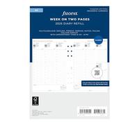 Filofax Recharge pour agenda 2025 format A5, semainier avec rendez-vous, papier blanc, multilingue : cinq langues, 2025 (C68514-25)