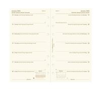 Filofax Recharge pour agenda 2026 - Format personnel / compact - Semaine sur une page - Papier crème coton - Non ligné - Multilingue : cinq langues - 2026