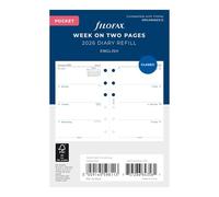 Filofax Recharge pour agenda de poche 2026 semainier sur deux pages, anglais, 8,1 x 12 cm
