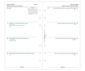 Filofax Semaine personnelle sur deux pages, 5 langues (français non garanti)