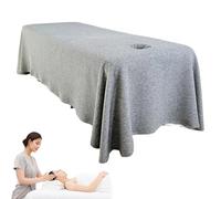 Filons de table de massage, couvercle de lit de massage respirant avec trou de visage, draps de lit de beauté réutilisables à la peau pour les salons et spas, gris, linge