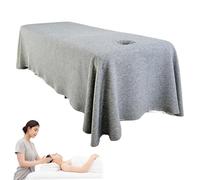 Filons de table de massage, couvercle lit massage respirant avec trou visage, draps lit beauté réutilisables à la peau pour les salons et spas, gris.