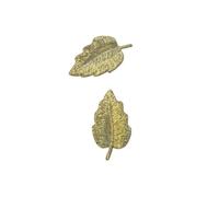 FILOUFACE Ecusson Thermocollant 2 x Petite Feuille Plume Coloris Doré 2 x 3 cm