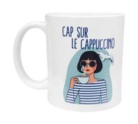 FILOUFACE Mug Cap sur le Cappuccino design tendance Cadeau Esprit marin et pause café