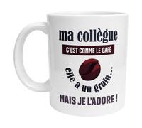 FILOUFACE Mug Ma collègue a un grain Cadeau drôle et complice pour collègue adorée, humour café et amitié