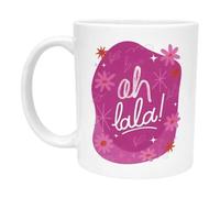 FILOUFACE Mug Oh Lala tasse fleurie rose message joyeux idée cadeau original pour amie sœur collègue ou femme positive