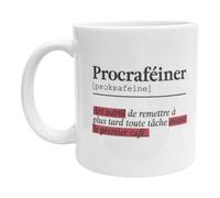 FILOUFACE Mug Procraféiner Définition Humoristique Dictionnaire sur le Café Cadeau Fun Collègues Amis Noël Anniversaire