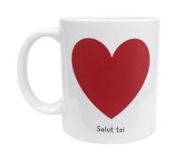 FILOUFACE Mug Salut toi avec grand cœur rouge Tasse message tendre et fun pour pause café pleine de bonne humeur
