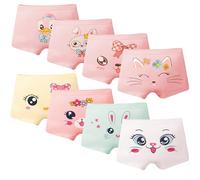 FILOWA Culotte Fille Coton Shorty Enfant Lot de 8 Boxer Animaux Imprimé sous-vêtements Doux Elastique Culottes Confortables Shorty Rose Chat Lapin Motif Panty Coloré Calecon pour Tout-Petit 5-6 Ans