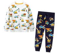 FILOWA Ensembles de Sport Garçon Ensembles Survêtements Jogging Pantalons et Sweat Haut Creuseur Pelle Imprimer Blanc Noir Automne Hiver Coton Pullover Manches Longues Vêtement Enfant 6-7 Ans