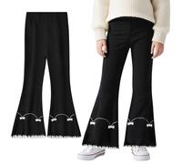FILOWA Flare Leggings Filles Extensible Bootcut Pantalon, 3-11 Ans | Coton Évasés Legging, Long Pantacourt avec Haute Taille, Élastique Doux Pants, Printemps Automne Extérieur Loisirs Vêtements