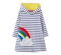FILOWA Sweats à Capuche Robes Fille Enfant Arc en Ciel Pull à Capuche Robes Coton Noir Blanc Rayure Manches Longues Pullover Sweat-Shirts Casual Tops Automne Hiver Bebe 6-7 Ans