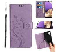 Filp Étui Pour Samsung Galaxy A22e/A23e Fermeture Magnétique Titulaire De La Carte Bicelle Cuir Pu Sangle De Poignet - Violet